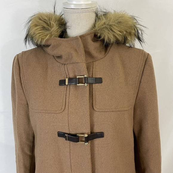 Cole Haan Jacket Signature Hooded Wool Toggle Duffle Coat Size 12 Womens - Picture 5 of 12
